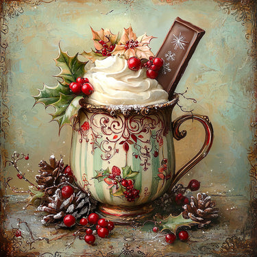 Winter Mug Sign, DCO-102014, Sign For Wreath, 10x10in Metal Sign